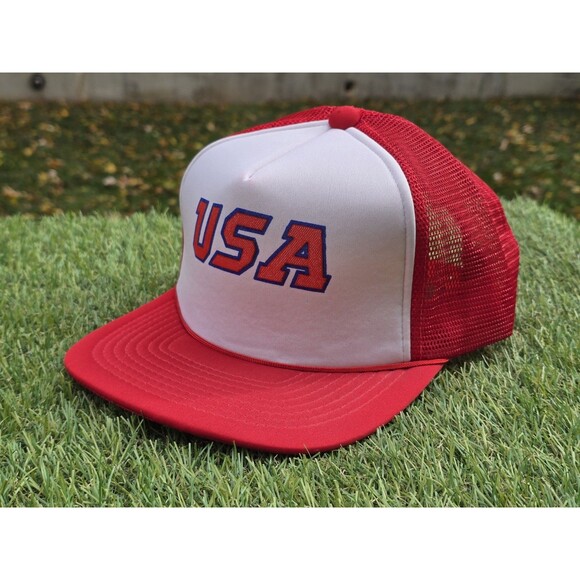 Unbranded Other - Vintage USA Snapback Trucker Hat Rope Foam New Old Stock Red White